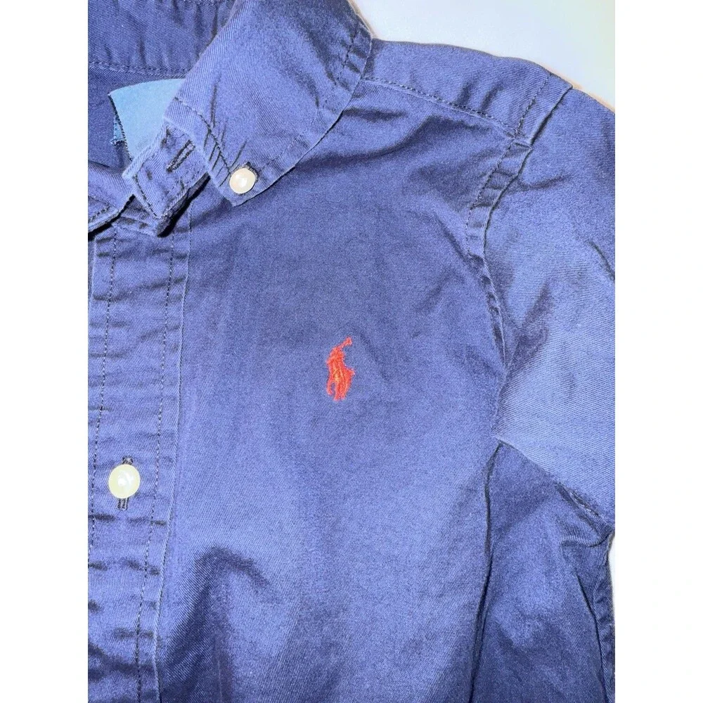 Ralph Lauren Polo Y2K Boys Long Sleeve Blue Shirt, Red Horse, Size 3T, RN41381